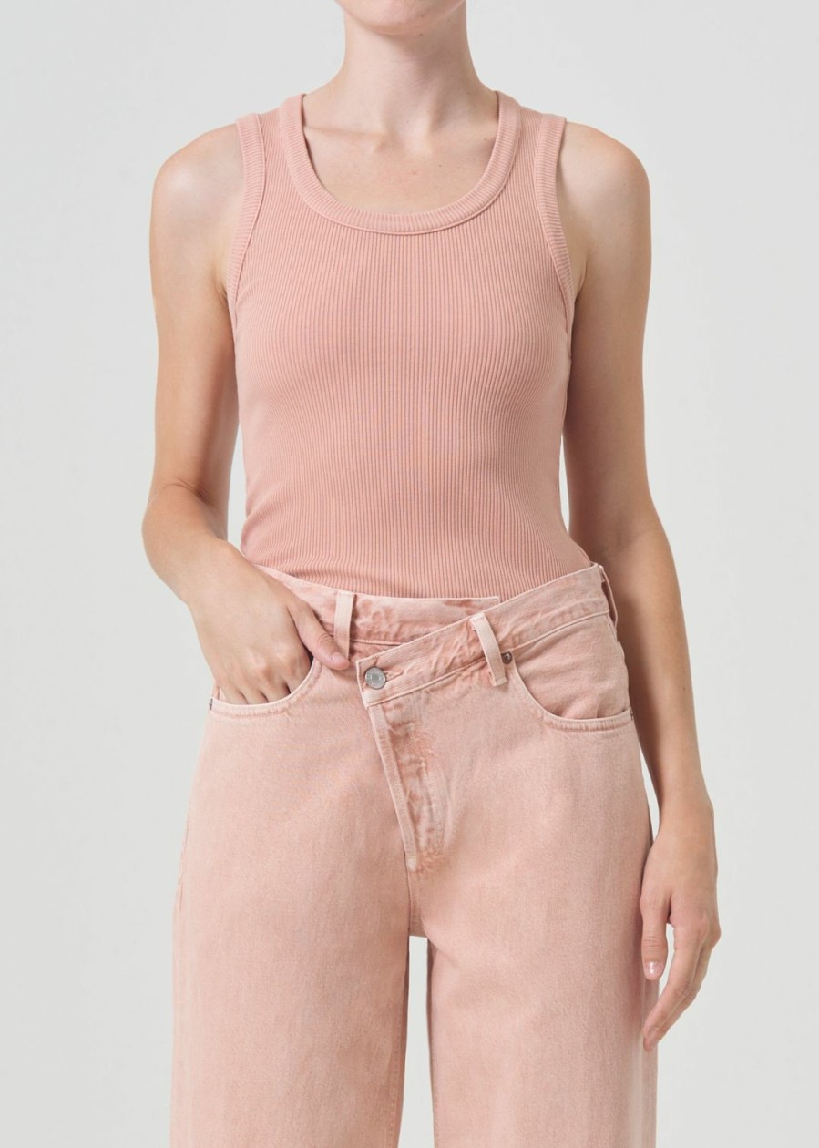 AGOLDE Poppy Tank In Pink Salt | Tops & Bodysuits