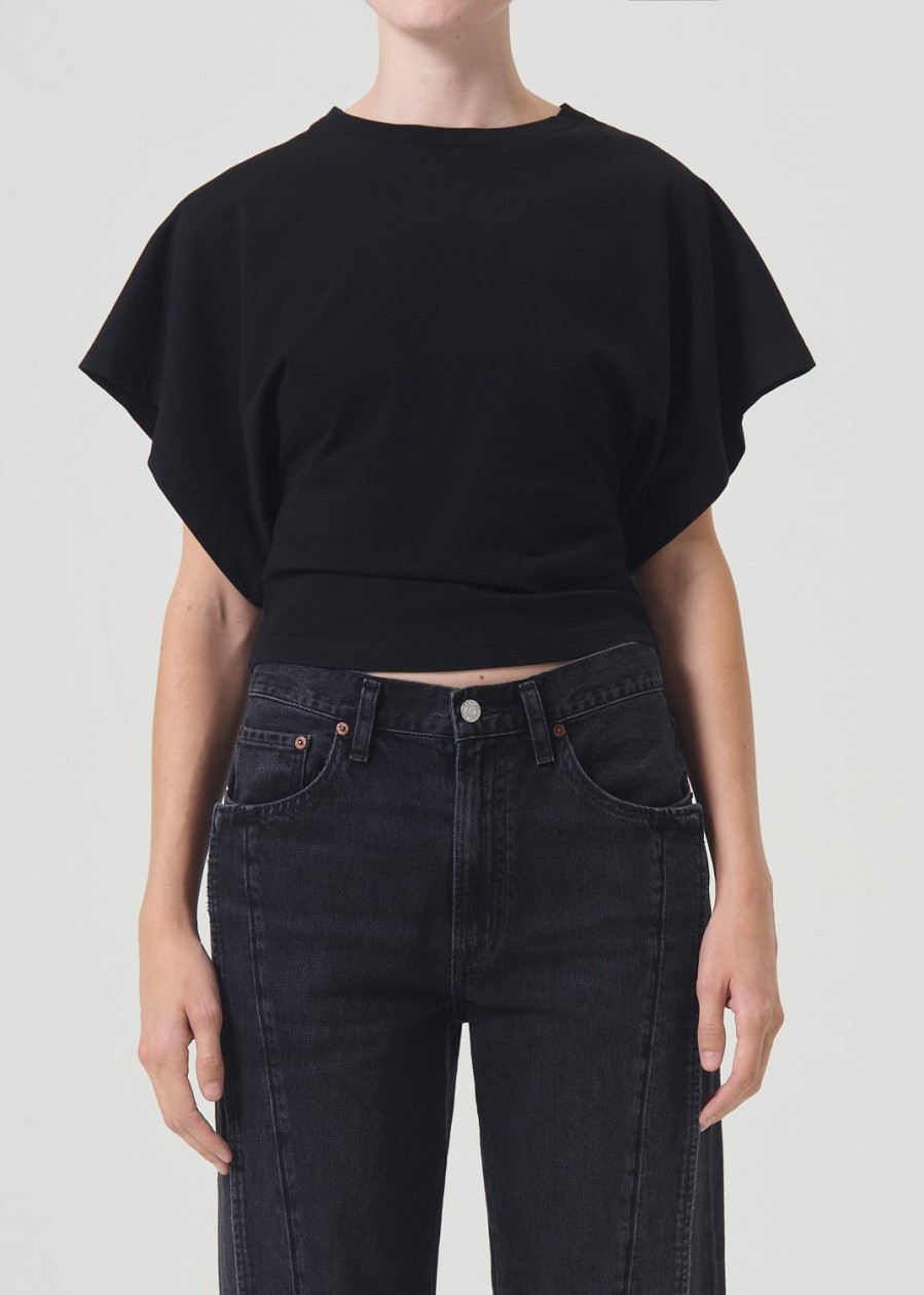 AGOLDE Britt Tee In Black | Tops & Bodysuits