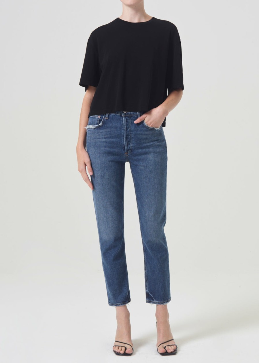 AGOLDE Riley High Rise Straight Crop (Stretch) In Pose | Cropped