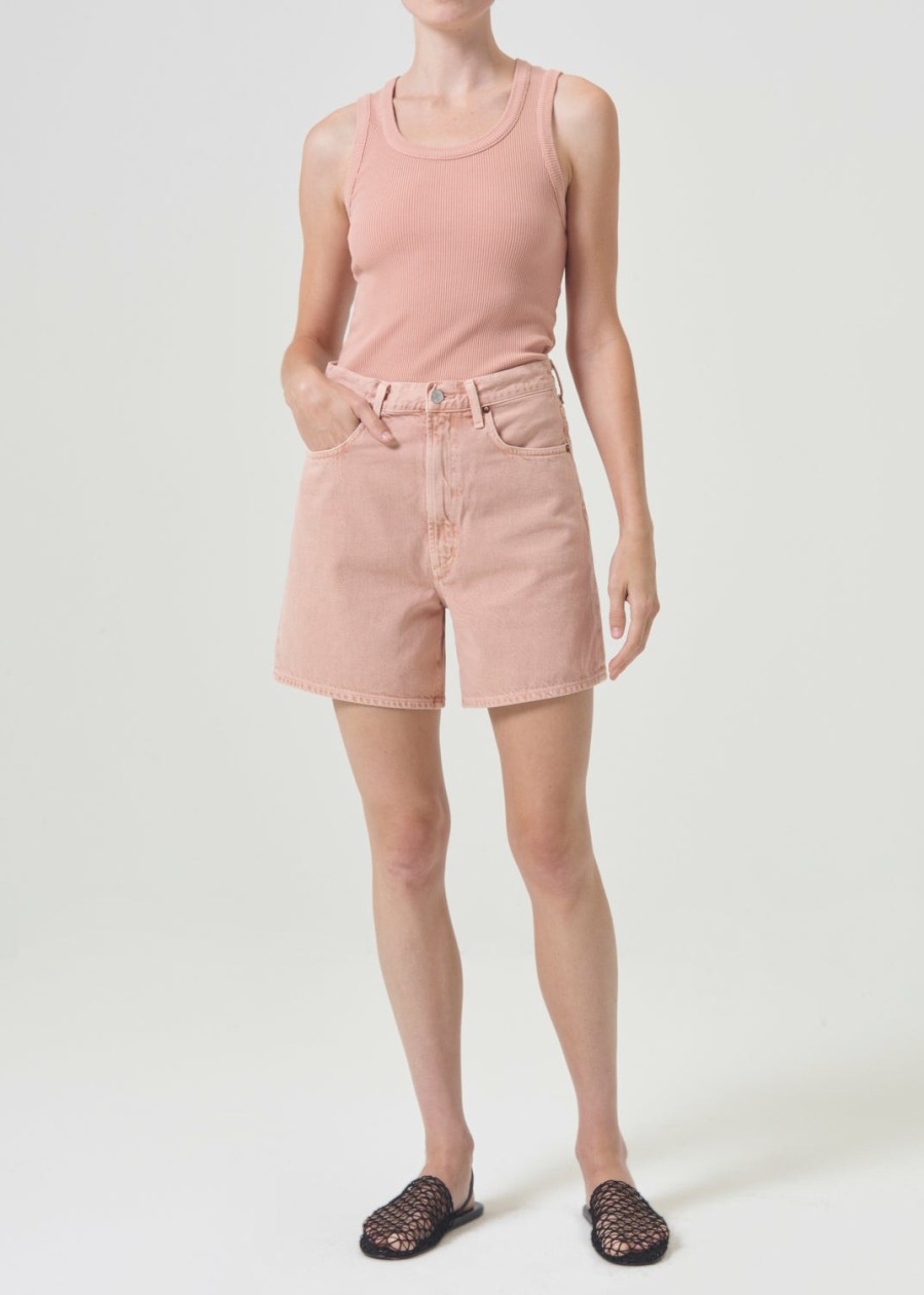 AGOLDE Stella High Rise Short In Pink Salt | Shorts