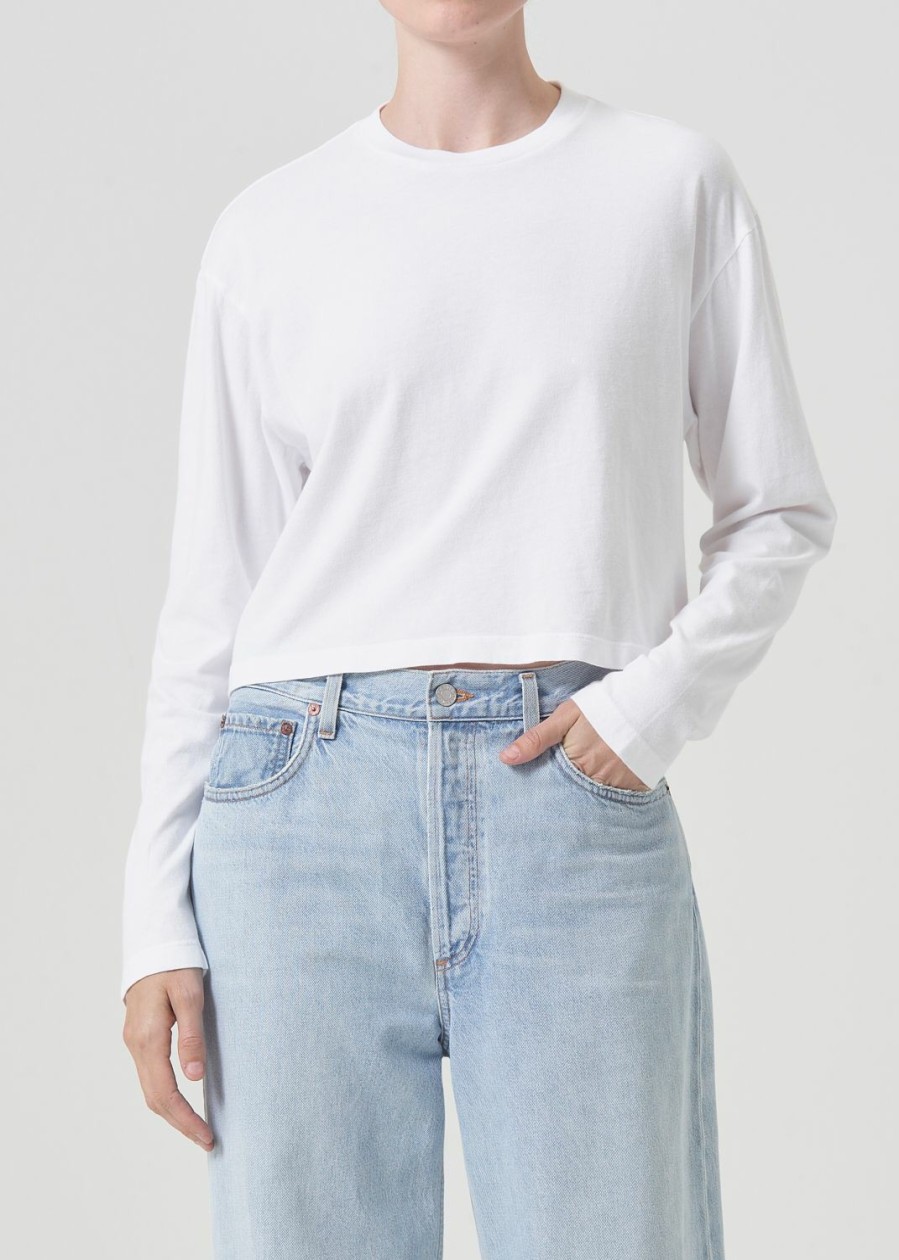 AGOLDE Mason Crop Tee In White | Wide Leg & Baggy