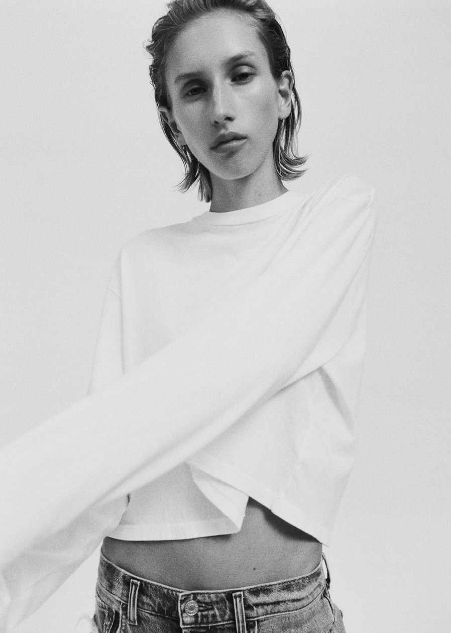 AGOLDE Mason Crop Tee In White | Wide Leg & Baggy