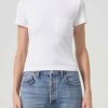 AGOLDE Arlo Rib Tee In White | Tops & Bodysuits