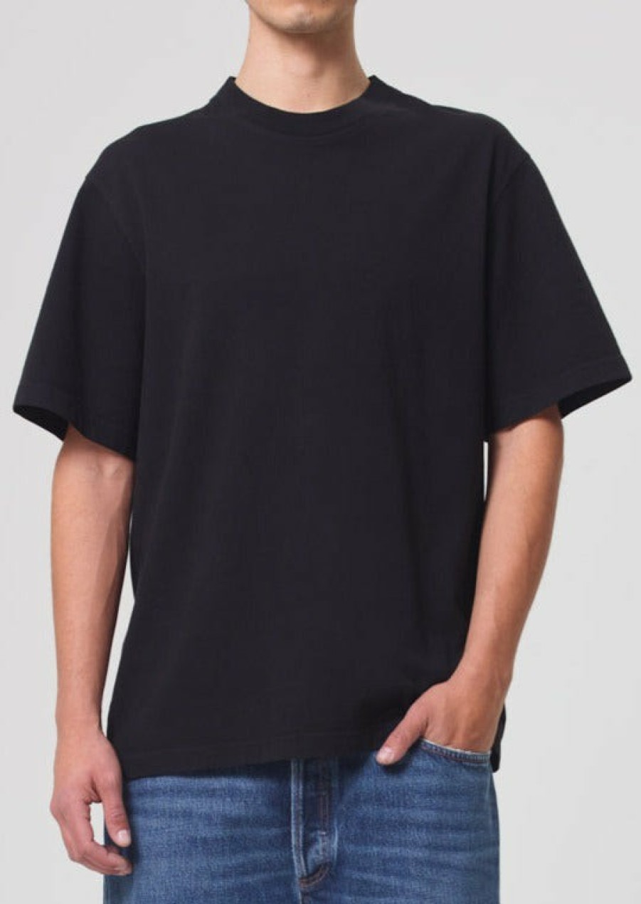 AGOLDE Asha Mock Neck Tee In Black | Shirts