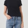 AGOLDE Adine Shrunken Tee In Black | Tops & Bodysuits