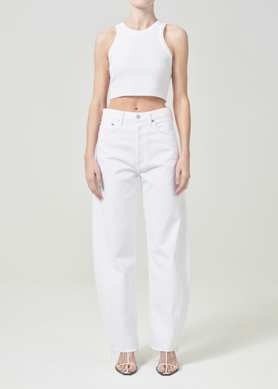 AGOLDE Cropped Bailey Tank In White | Tops & Bodysuits