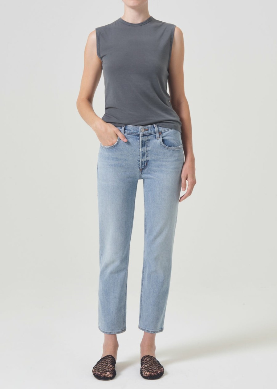 AGOLDE Kye Mid Rise Straight Crop (Stretch) In Diversion | Cropped