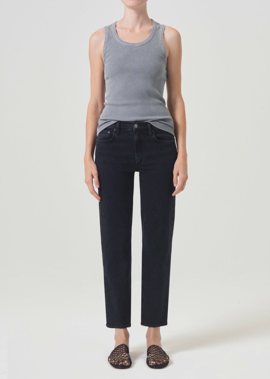 AGOLDE Kye Mid Rise Straight Crop (Stretch) In Pepper | Cropped