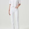 AGOLDE Riley High Rise Straight Crop (Stretch) In Sour Cream | Cropped