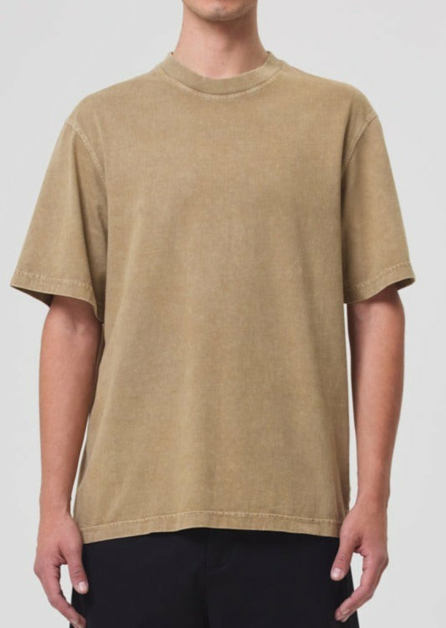 AGOLDE Asha Mock Neck Tee In Wheat | Tops