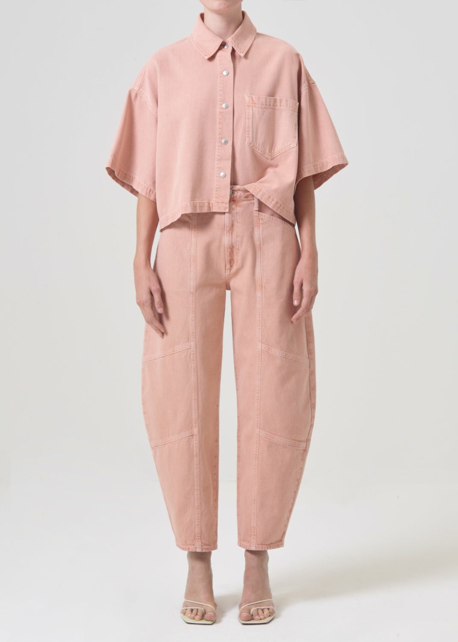 AGOLDE Rona Box Shirt In Pink Salt | Tops & Bodysuits