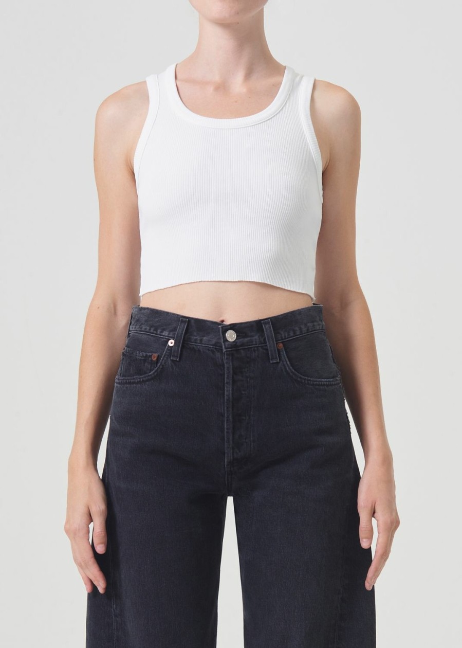 AGOLDE Cropped Poppy Tank In White | Tops & Bodysuits