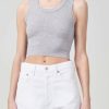 AGOLDE Cropped Poppy Scoop Neck Tank In Grey Heather | Tops & Bodysuits