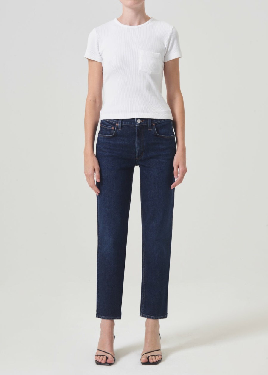 AGOLDE Kye Mid Rise Straight Crop (Stretch) In Song | Cropped