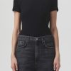 AGOLDE Arlo Rib Tee In Black | Tops & Bodysuits