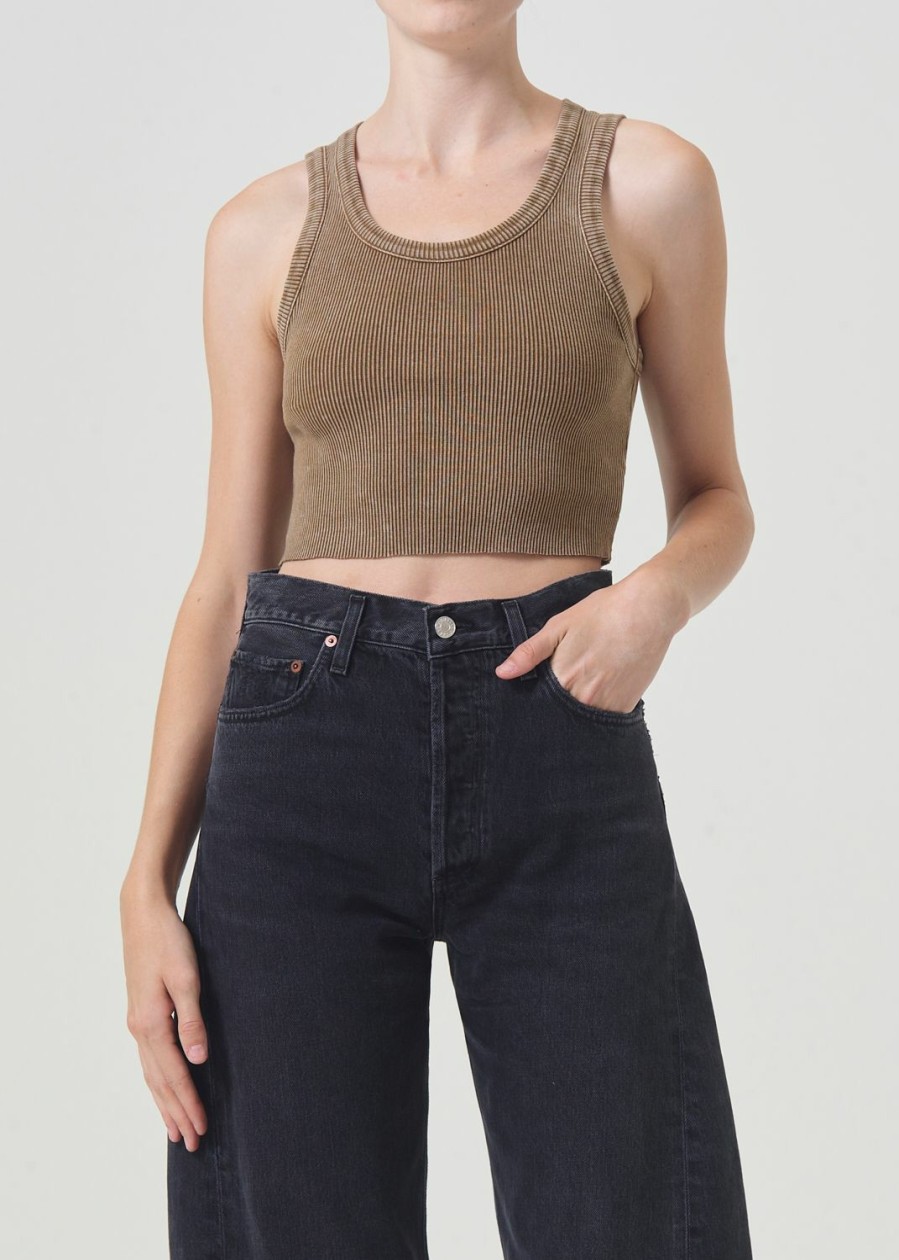 AGOLDE Cropped Poppy Tank In Bamboo | Tops & Bodysuits