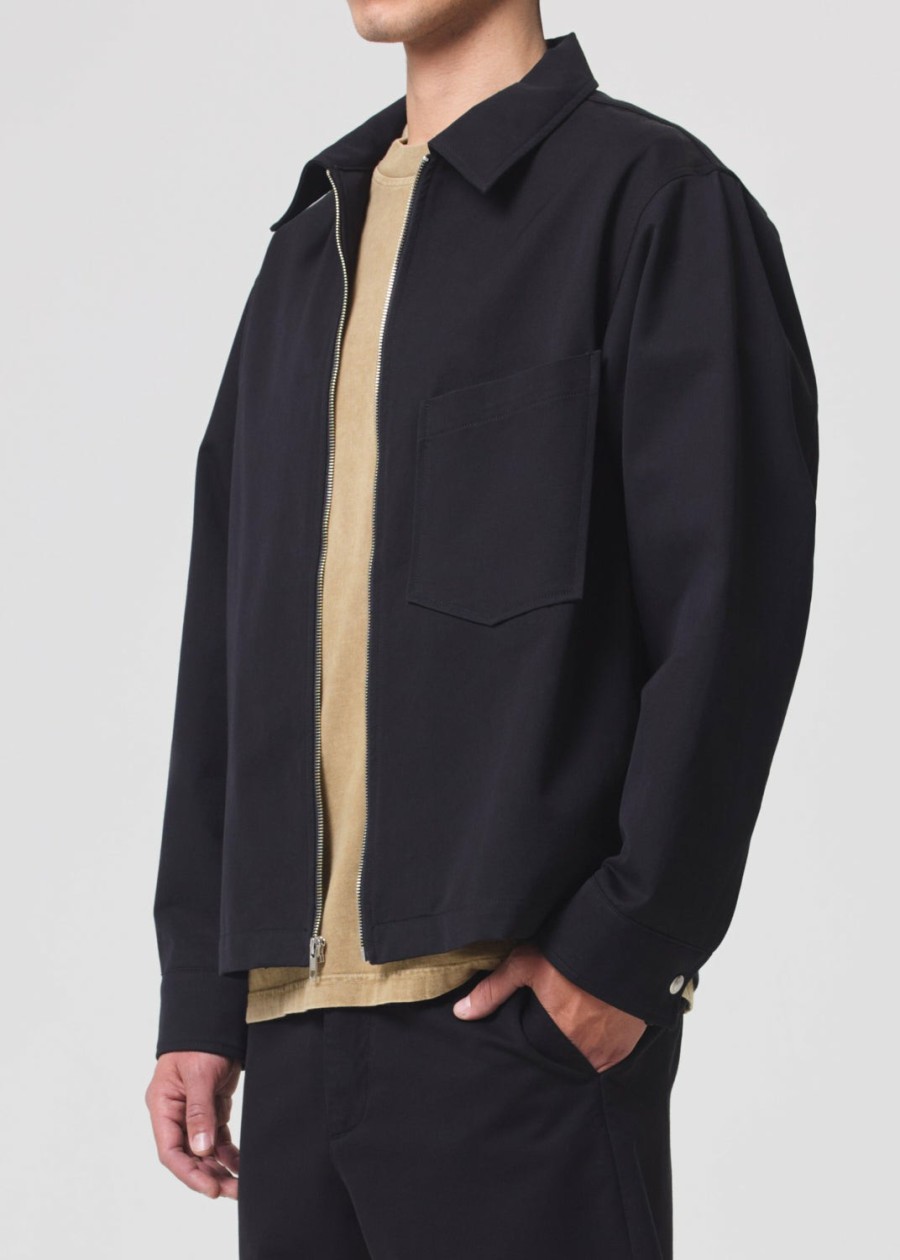 AGOLDE Atlas Zip Shirt In Black | Tops