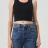 AGOLDE Cropped Poppy Tank In Black | Tops & Bodysuits