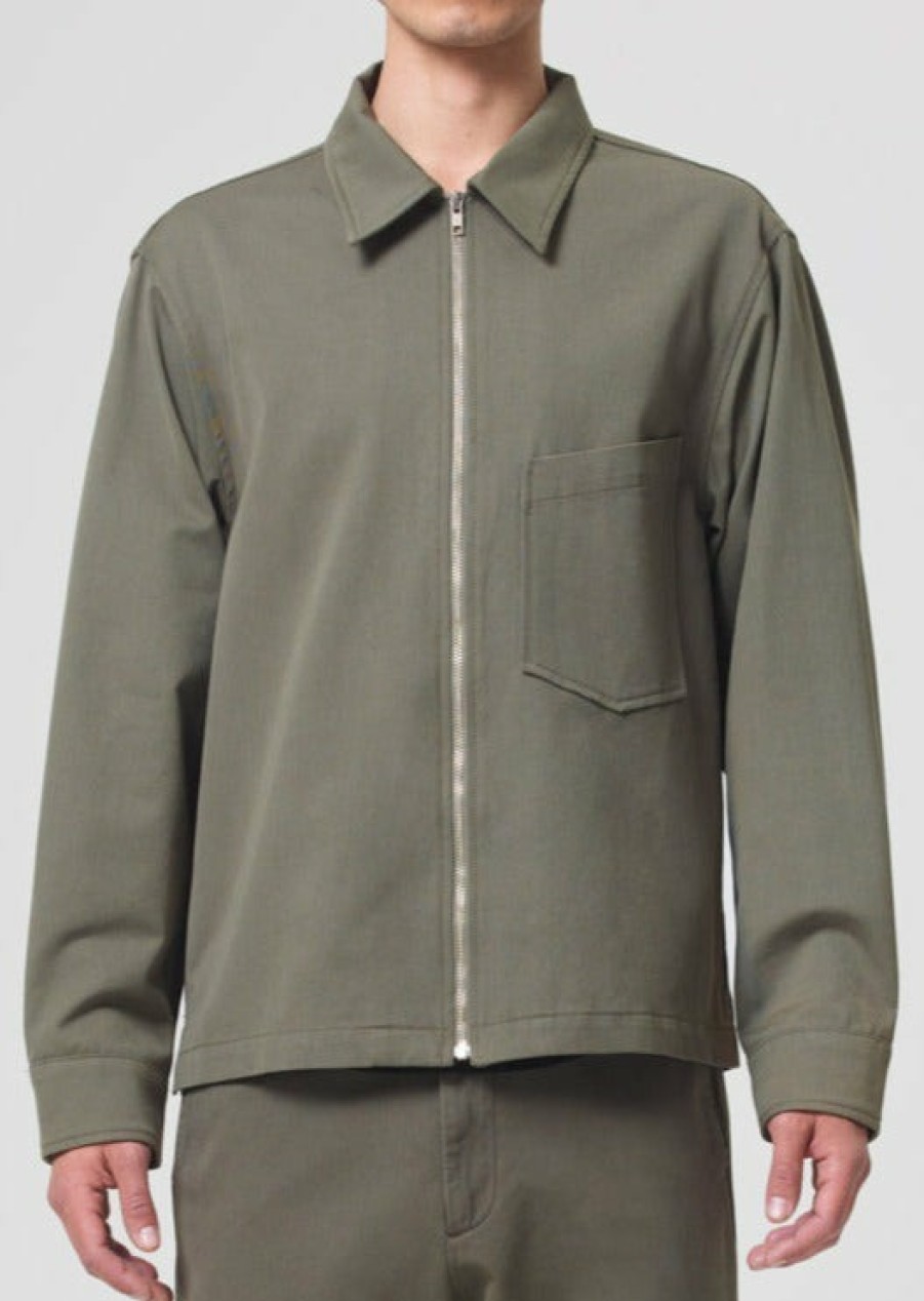 AGOLDE Atlas Zip Shirt In Moss | Tops