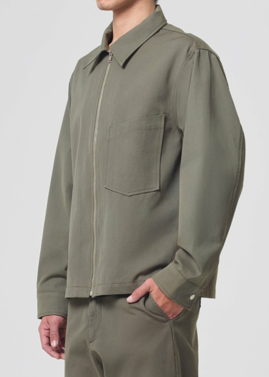 AGOLDE Atlas Zip Shirt In Moss | Tops