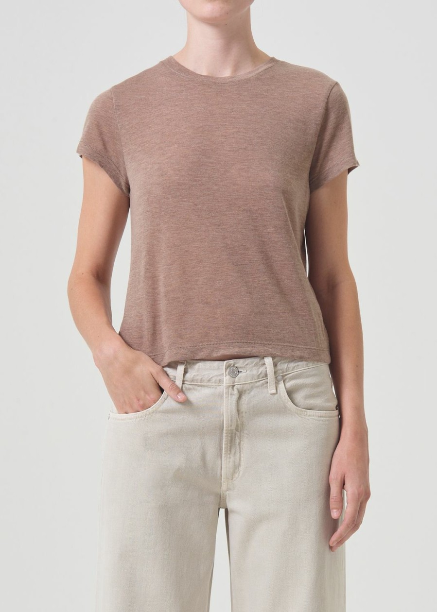 AGOLDE Adine Shrunken Tee In Chai Heather | Tops & Bodysuits