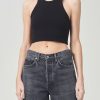 AGOLDE Cropped Bailey Tank In Black | Tops & Bodysuits