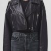 AGOLDE Shoreditch Ski Club X Agolde Remi Leather Biker Jacket In Black | Jackets & Vests