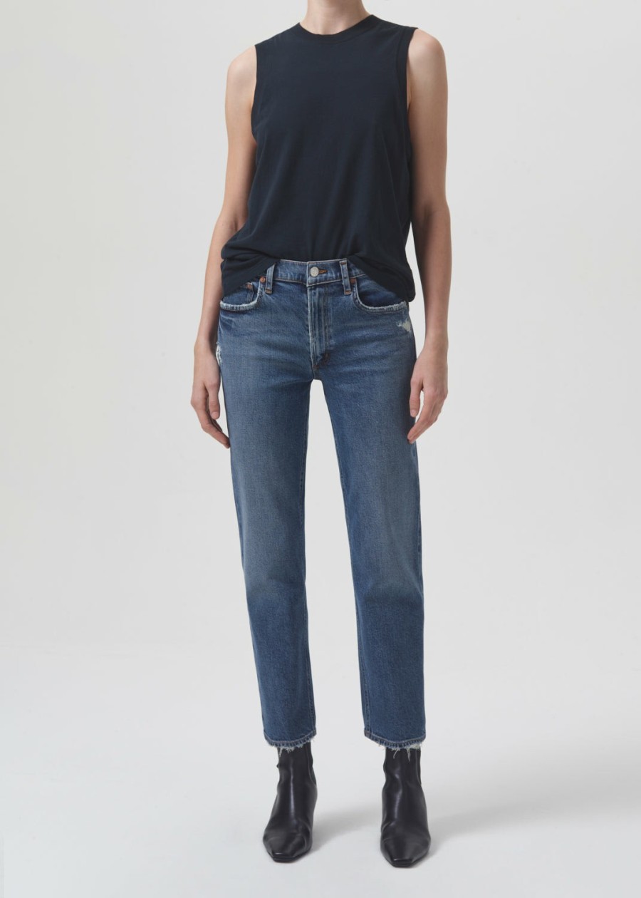 AGOLDE Kye Mid Rise Straight Crop (Stretch) In Notion | Cropped